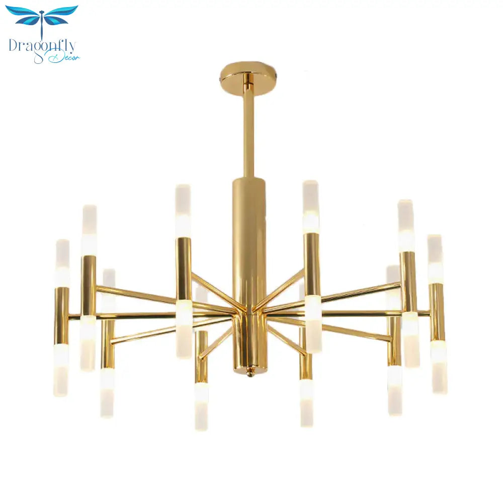 White Glass Tube Chandelier Post Modern Multi Lights Gold Led Hanging Light Fixture