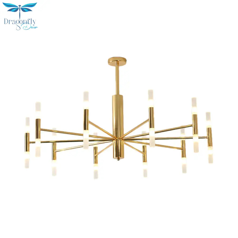 White Glass Tube Chandelier Post Modern Multi Lights Gold Led Hanging Light Fixture